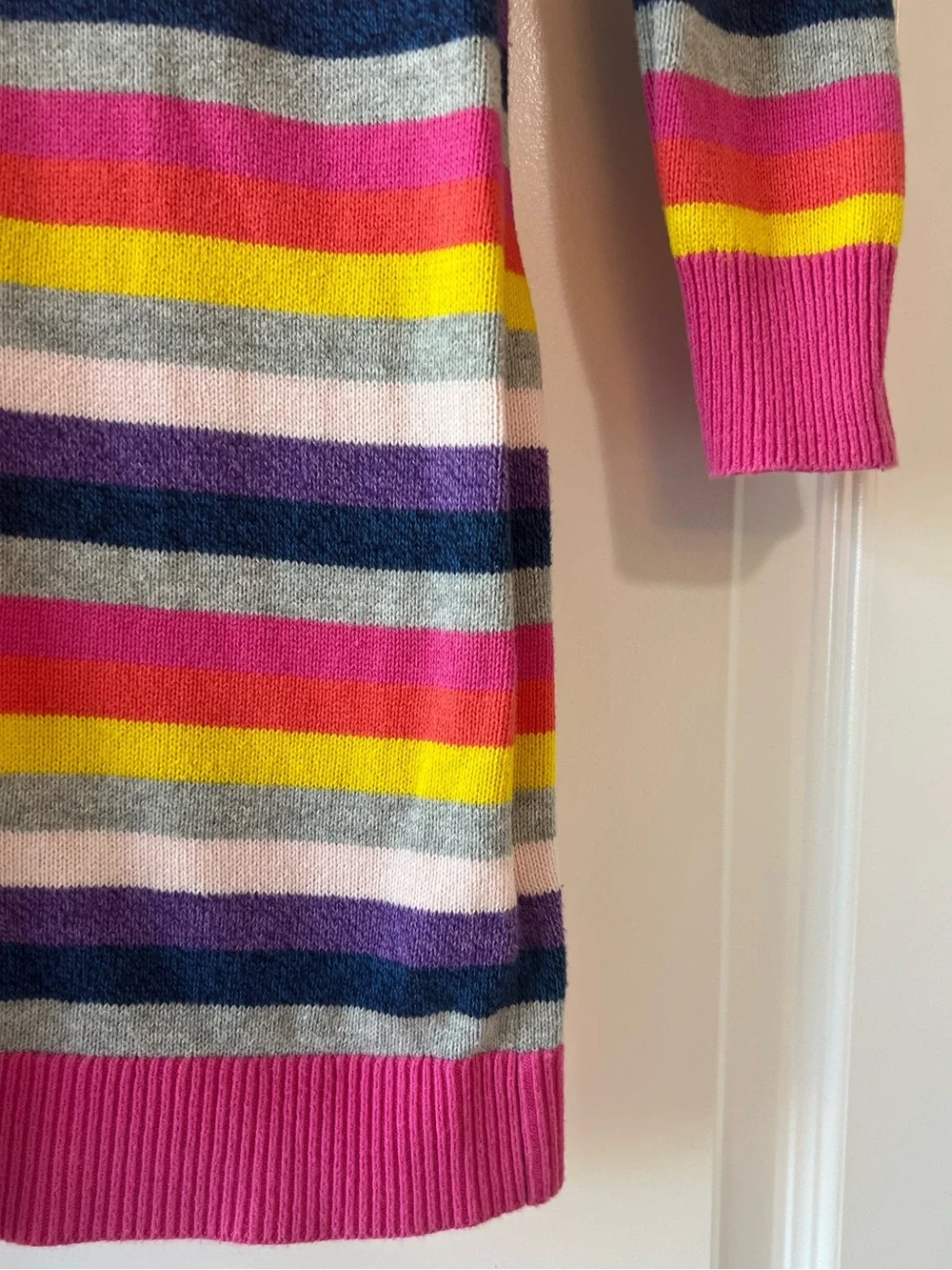 Gap Sweater Dress Girls XL 12 Rainbow Crazy Stripe Knit Crewneck Long Sleeve